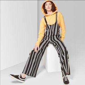 Wild Fable Black & White Stripe Overall Jumpsuit